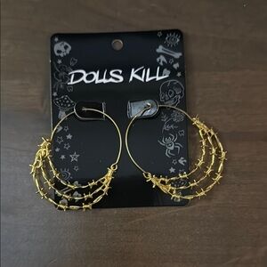 ❤️ Dolls Kill Gold Hoop Earrings NWT